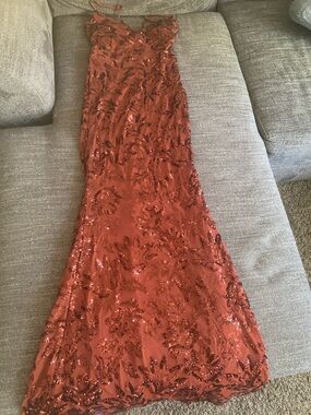 Windsor Rust Sequin Floral Maxi Dress
